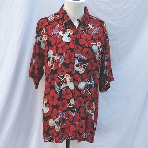 Men's Montage Tropics silk resort shirt,short sl,floral w/umbrella drinks, sz L